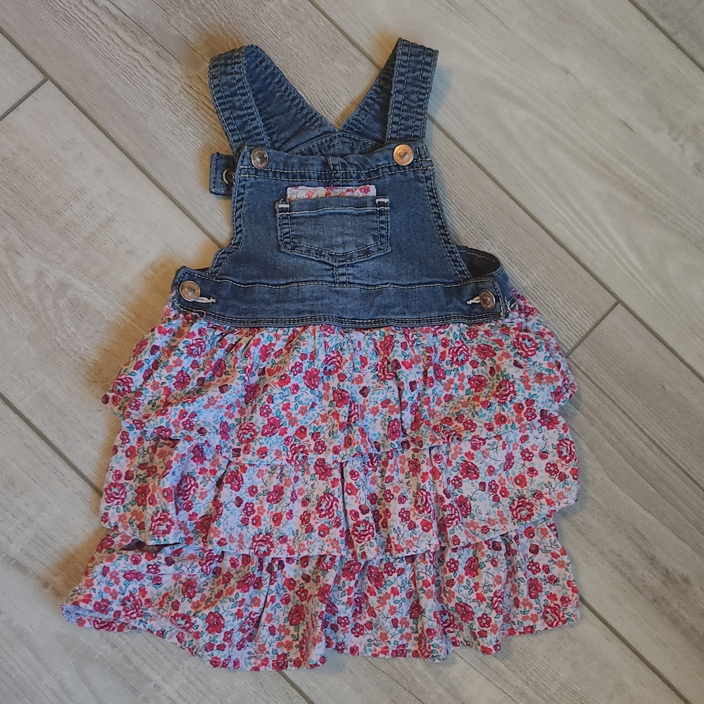 Jordache Blue and Pink Floral Kids Overall Dress